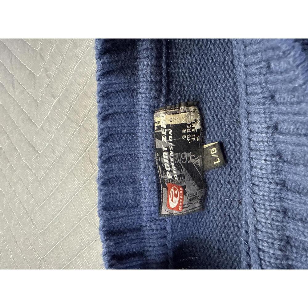 Point Zero Knit Sweater Mens Large Blue Crewneck - Picture 2 of 4